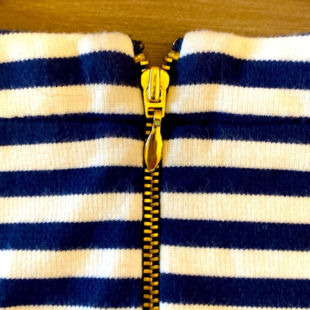 Kate Spade‎ - White & Navy Striped Quarter Sleeve 